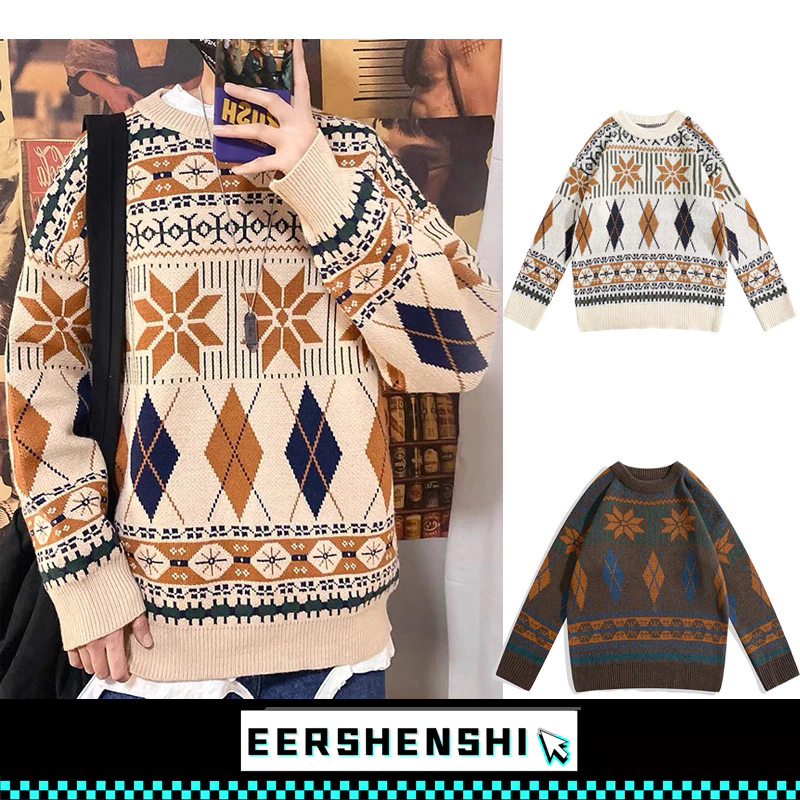EERSHENSHI เสื้อกันหนาวผู้ชายใหม่อเนกประสงค์สไตล์ญี่ปุ่นย้อนยุคแจ๊กเก็ตเสื้อกันหนาวคู่สวมใส่สไตล์เกาหลีหลวมเสื้อ