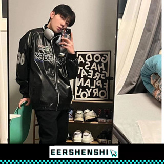 EERSHENSHI เสื้อโค้ทผู้ชายหนังเสื้อร้อนหล่อรถจักรยานยนต์เสื้…