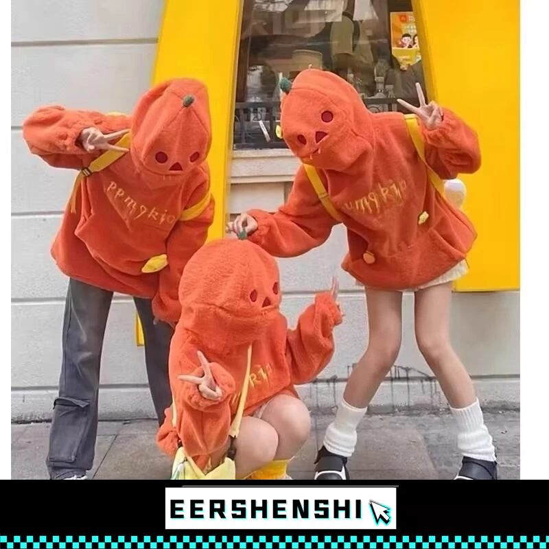 EERSHENSHI ฮาโลวีนแห่งชาติแฟชั่นแบรนด์อเมริกันย้อนยุคฟักทองคลุมด้วยผ้าเสื้อกันหนาวชุดนอนใหม่