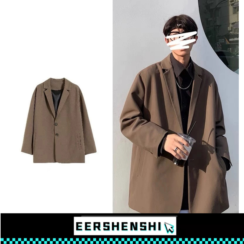 EERSHENSHI ชุดพักผ่อนสําหรับผู้ชายเสื้อโค้ทหลวมและเรียบง่ายแฟชั่นเกาหลีชั้นนํา