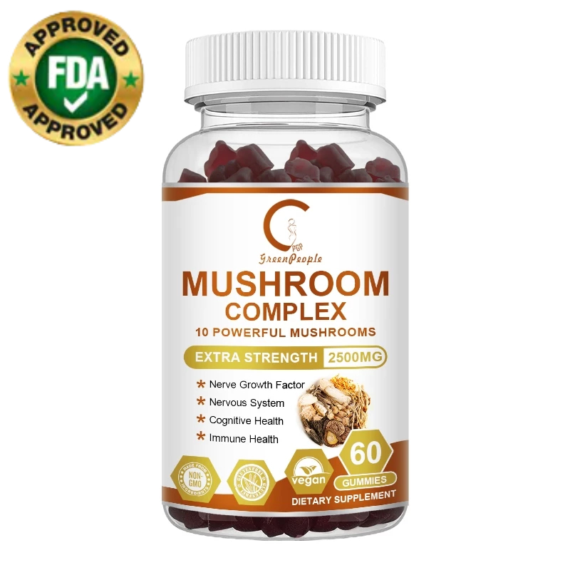 【GPGP Greenpeople】 Mushroom COMPLEX, เห็ด Chaga, เห็ดหาง Turkey, ไซเนนซิส, เห็ดหลินจือ, นักรบต่อต้านอนุมูลอิสระ, บูสเตอร์เพรียวบางและพลัง, ผู้ช่วยหัวใจ