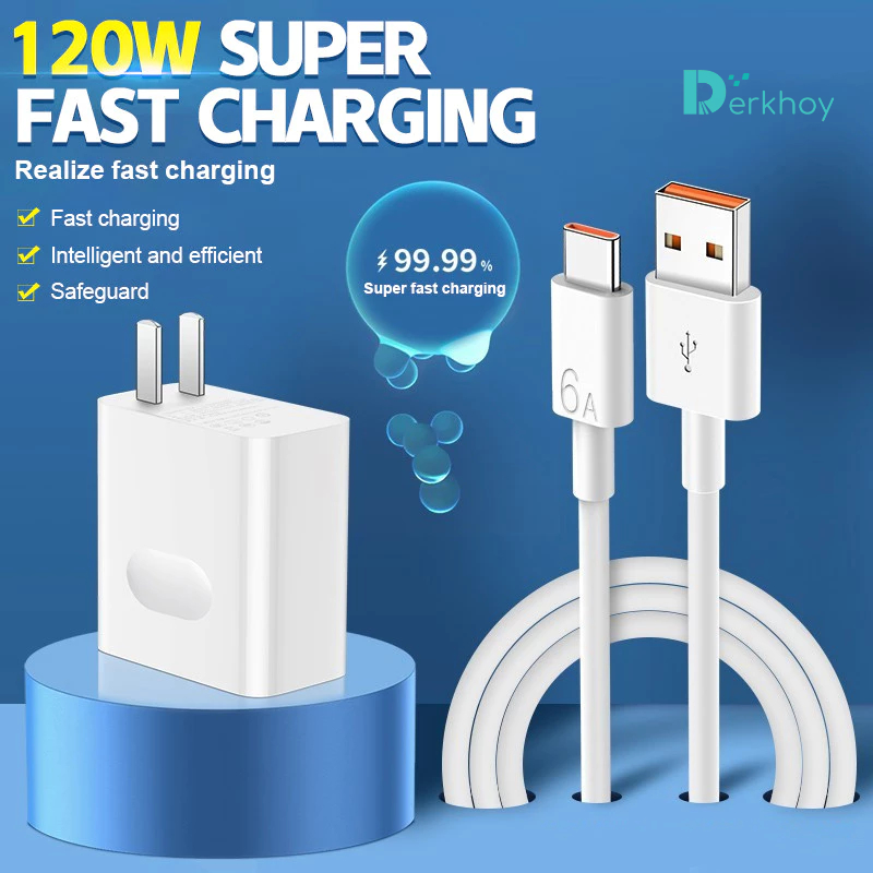 [สายชาร์จเร็ว+หัวชาร์จ] ชุดชาร์จเร็ว 120W Fast Charge ชาร์จเร็ว เร็วสุดๆหัวชาร์จ สายชาร์จโทรศัพท์แบบชาร์จเร็ว Type-C 120w