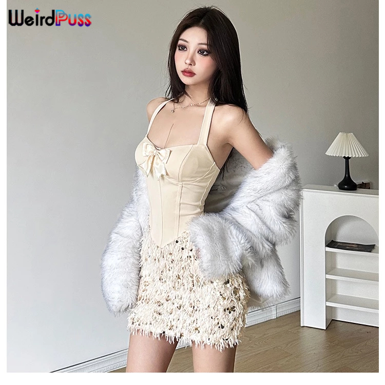 ชุดเดรส แต่งสายคล้องคอเซ็กซี่ สวยหรู สไตล์แอปริคอท สําหรับผู้ใหญ่ - รูปที่ 2