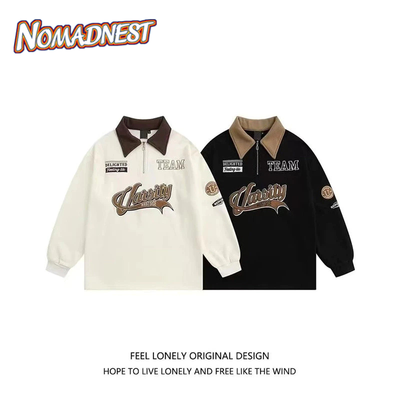 NOMADNEST เสื้อท็อปผู้ชายสไตล์เกาหลีหลวมสบายๆใหม่พับเสื้อคอปก