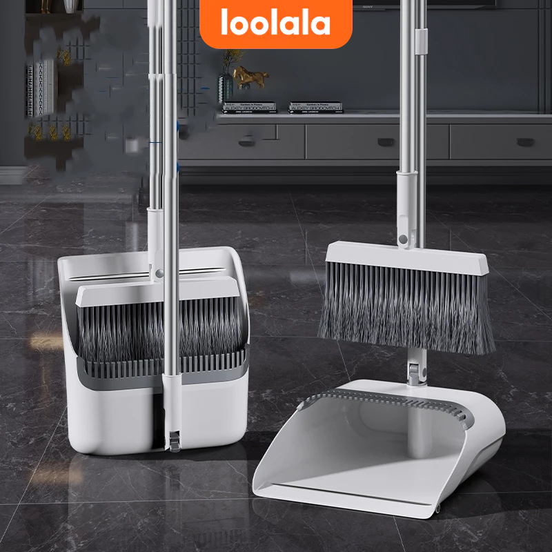 Loolala ไม้กวาดที่ตักขยะชุดรวมกัน 2024 สไตล์ใหม่ Non-Stick ไม้กวาดผมในครัวเรือน Sweeping ไม้กวาดขยะพลั่ว