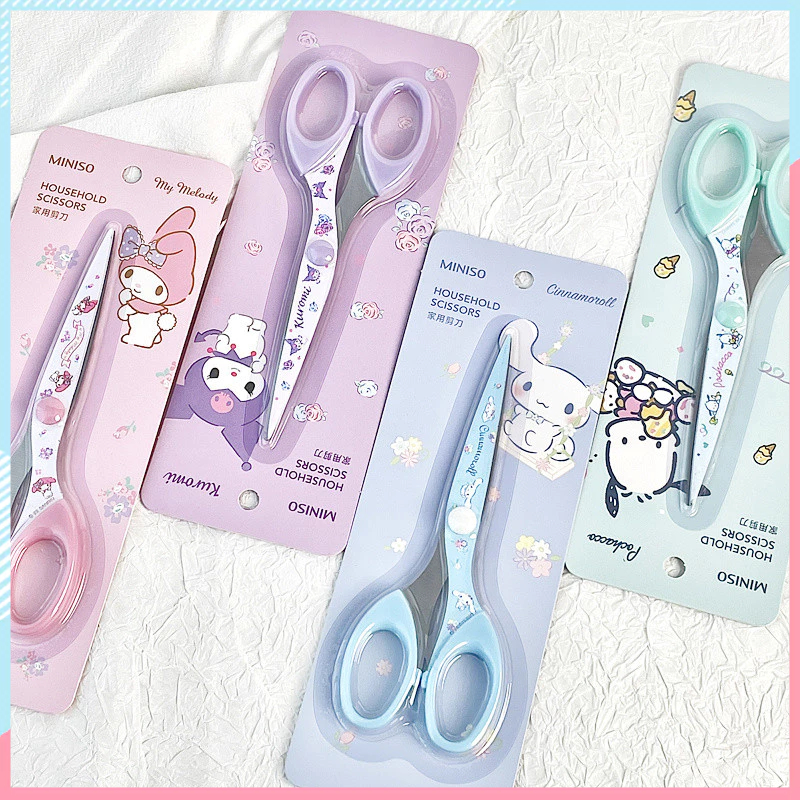 Miniso กรรไกร Sanrio Cinnamorall Pachacco Kuromi น่ารักอุปกรณ์สํานักงานบัญชีมือเครื่องเขียน