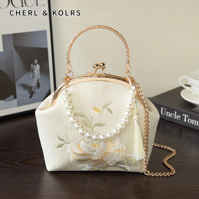 C & K Retro Celebrity Niche Cheongsam กระเป๋าแฟชั่น Hanfu Bag All-Match Plain เย็บปักถักร้อยกระเป๋าถือสไตล์จีน
