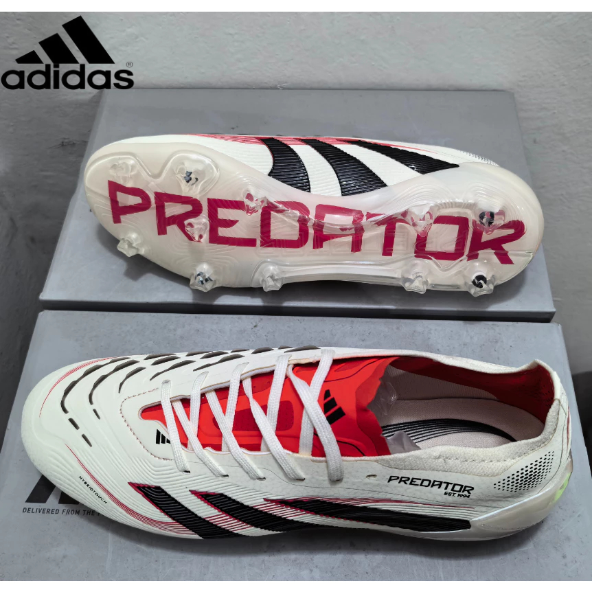 Predator 2024 Lace Elite FG รองเท้าฟุตบอลถักกลางแจ้ง รองเท้าฟุตบอลกันลื่นและทนต่อการสึกหรอ