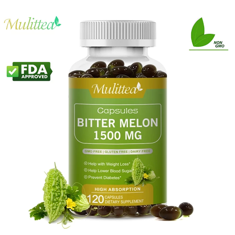 Mulittea Super Oil Super Bitter Melon Capsules 1500mg ซุปเปอร์มะระ น้ำมันมะระ มะระมิกซ์ออยส์ Plant Based All-Natural Gluten Free Non-GMO