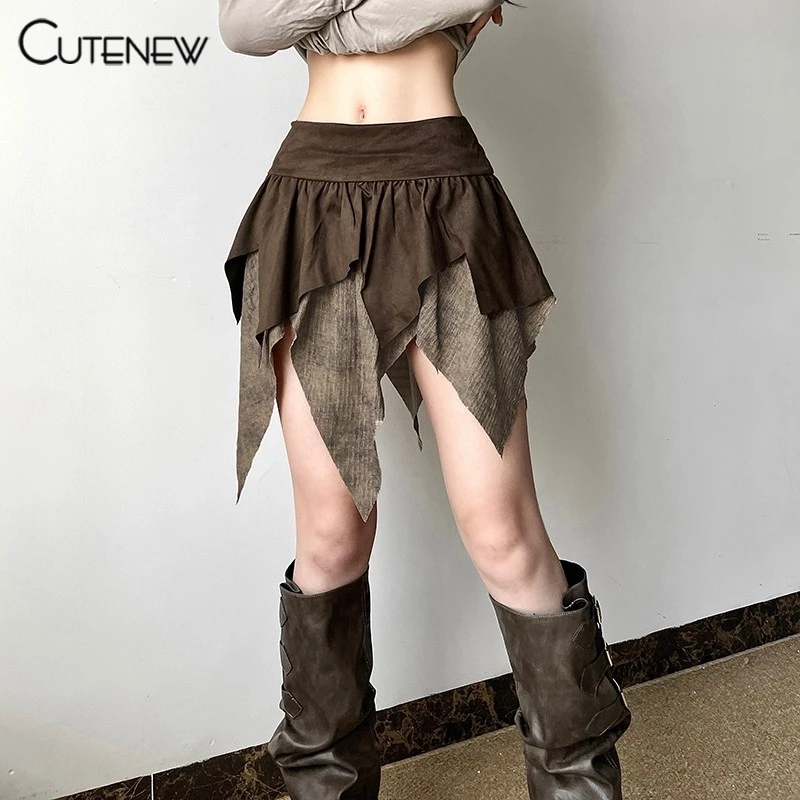Cutenew กระโปรงลําลอง Skinny บุคลิกภาพห่อก้นบุคลิกภาพ Hot Chick Niche Design อเนกประสงค์บรรยากาศสไตล์แฟชั่น 2024 Hot New