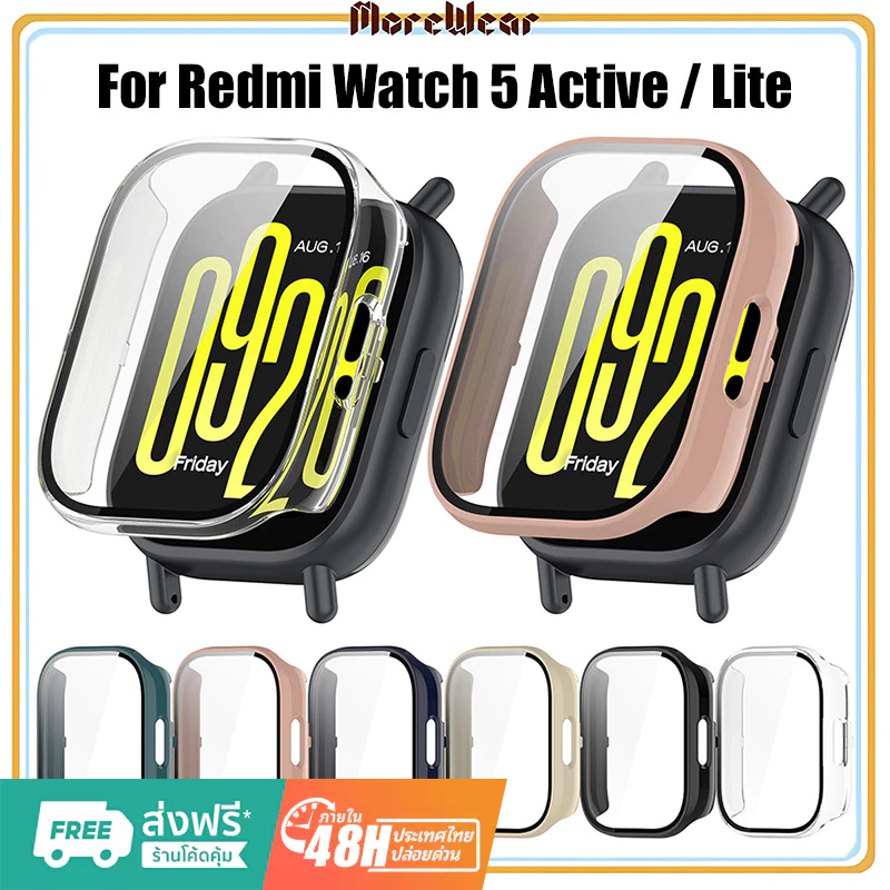 เคส กระจก + เคสสํา Xiaomi Redmi Watch 5 Active 5 Lite เคส พร้อมฟิล์มกระจกนิรภัย สำหรับ สําหรับ สายนาฬิกาข้อมือ