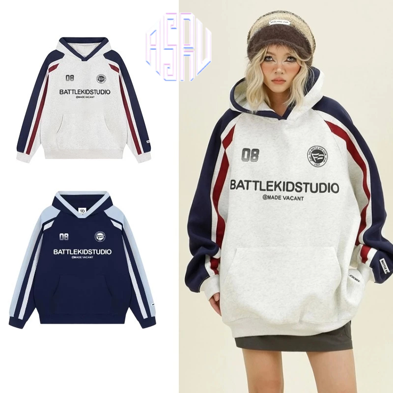 Asrv ฤดูใบไม้ร่วงผู้ชายและผู้หญิงสไตล์วิทยาลัยเสื้อกันหนาวอเมริกันย้อนยุคเย็บสีคมชัดเสื้อคลุมด้วยผ้า