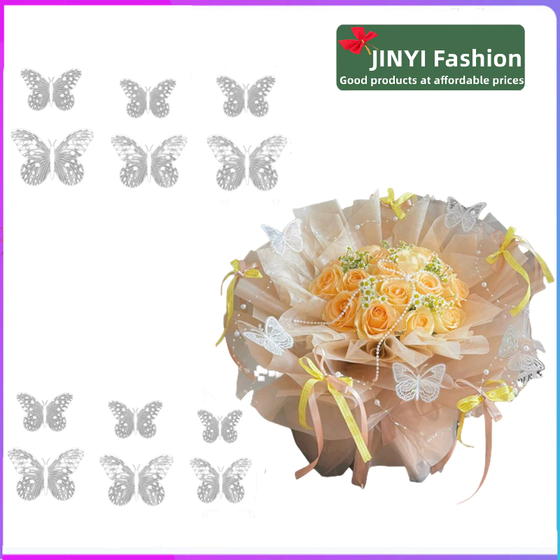 6ชิ้นชุดผีเสื้อสีขาว~ตกแต่งงานเลี้ยงวันเกิดช่อดอกไม้ของขวัญพรรคตกแต่ง
