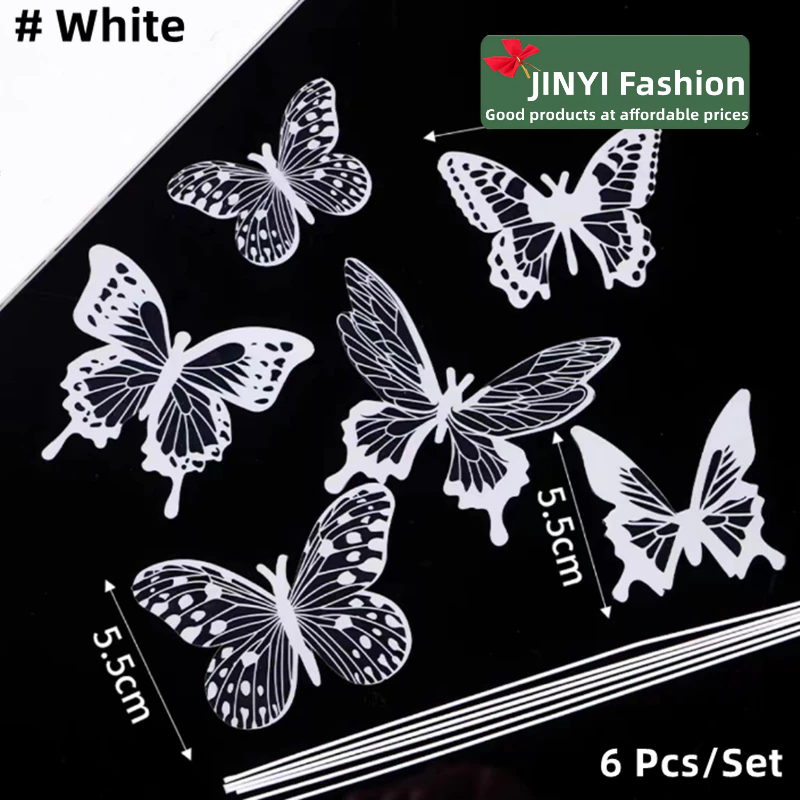 6ชิ้นชุดผีเสื้อสีขาว~ตกแต่งงานเลี้ยงวันเกิดช่อดอกไม้ของขวัญพรรคตกแต่ง - รูปที่ 7