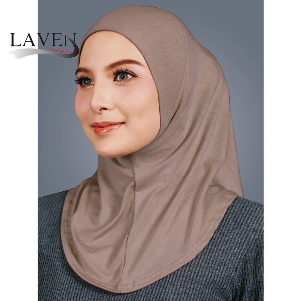 Laven ผ้าฝ้ายสีทึบ Voile หมวกฮิญาบด้านใน Modal ขนาดใหญ่ Hijab Undercap มุสลิมผู้หญิง Instant Hijab Headscarf