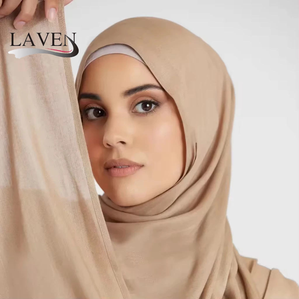 LAVEN Soft Single Stitch Rayon Cotton Scarf Shawl Comfortable Muslim Headscarf Women Ironless Cotton Shawl Hijab