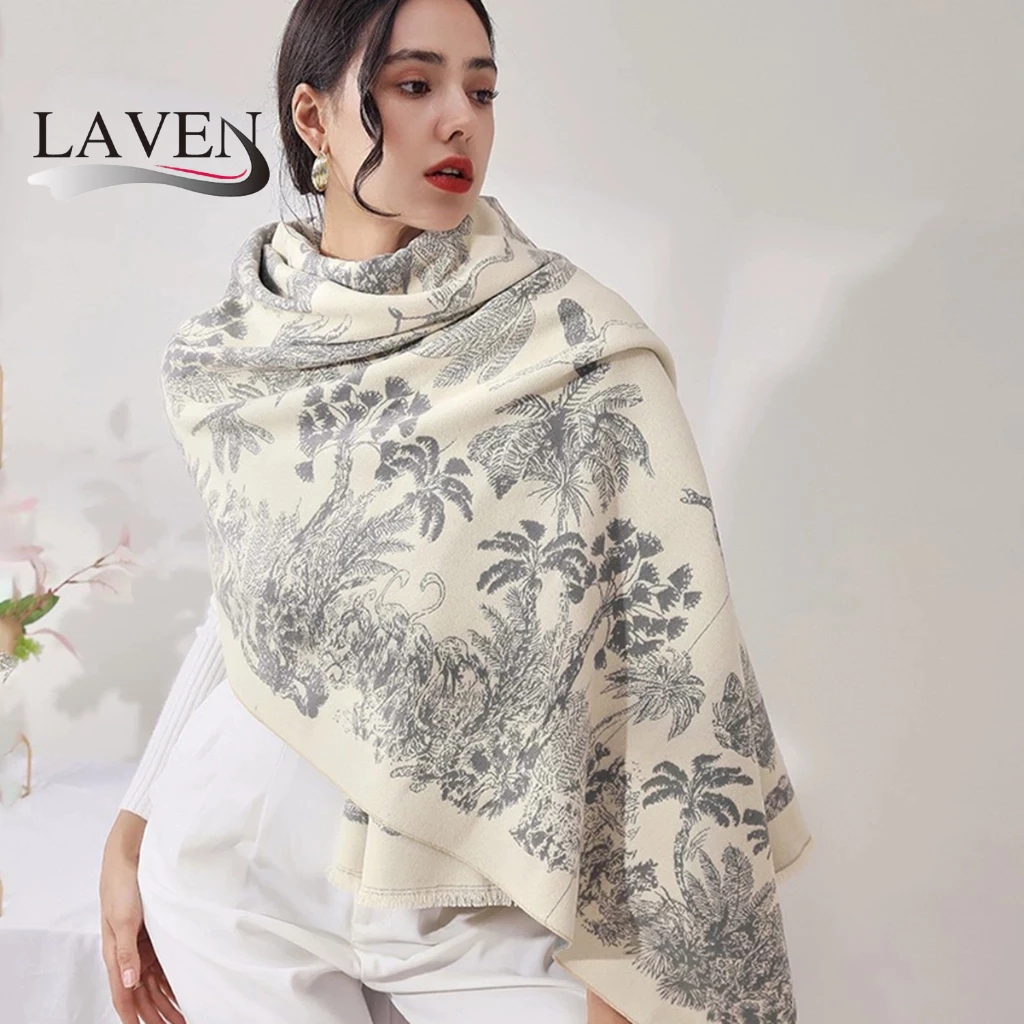 Laven Warm Geometric Cashew พิมพ์ผ้าคลุมไหล่ผ้าพันคอแคชเมียร์หนาผู้หญิง Pashmina Shawl Wrap