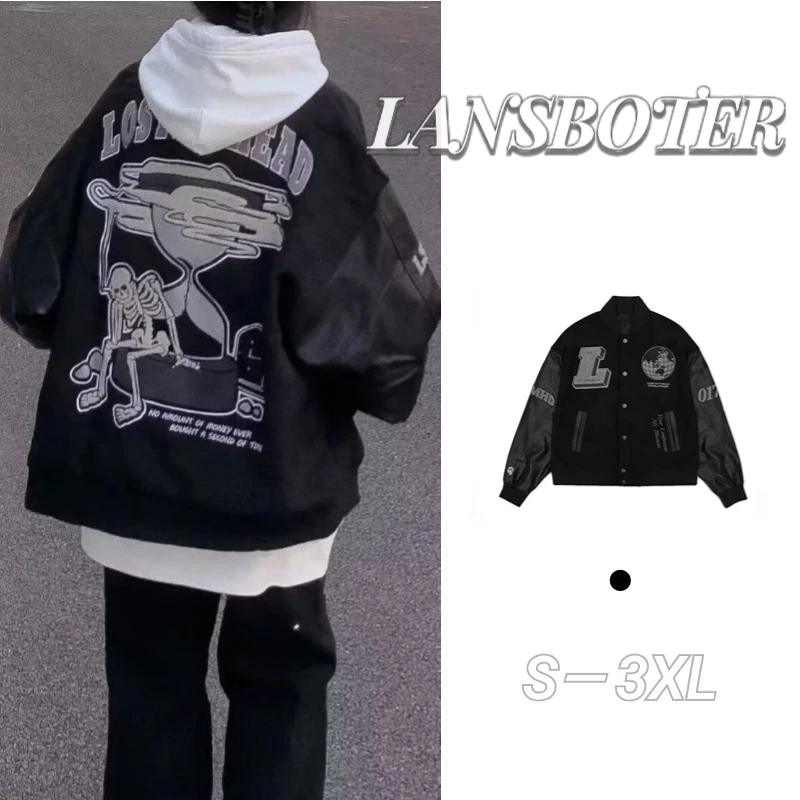 เสื้อแจ็กเก็ตลําลอง ทรงหลวม แฟชั่นฤดูใบไม้ร่วง และฤดูหนาว สไตล์เรโทร สําหรับผู้ชาย