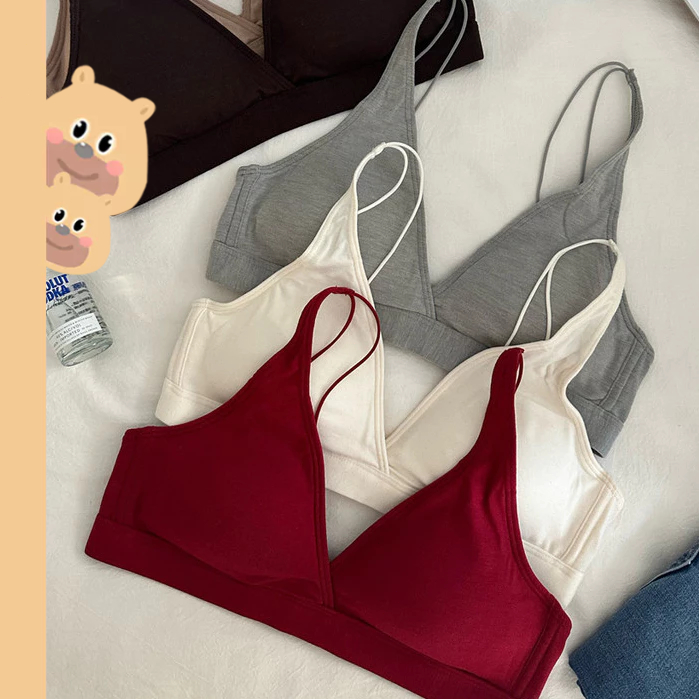 🎀bearbra🎀ชุดชั้นใน แบบบาง เซ็กซี่ ไม่มีโครงเหล็ก ขนาดเล็ก สวยงาม สําหรับผู้หญิง