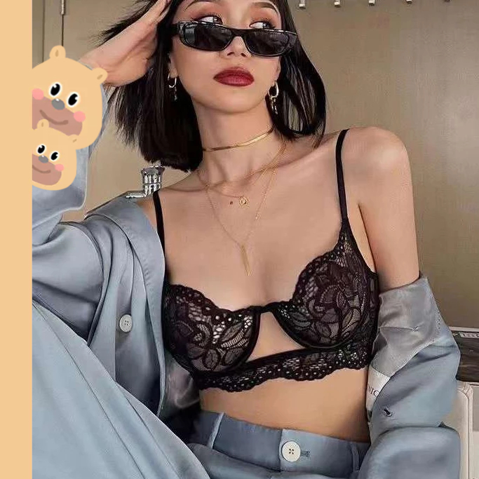 🎀bearbra🎀มาใหม่ ชุดชั้นในลูกไม้ ดันทรง บราเกาะอกลูกไม้เซ็กซี่ แบบถอดสายได้ สวมใส่สบาย สําหรับผู้หญิง มีโครง