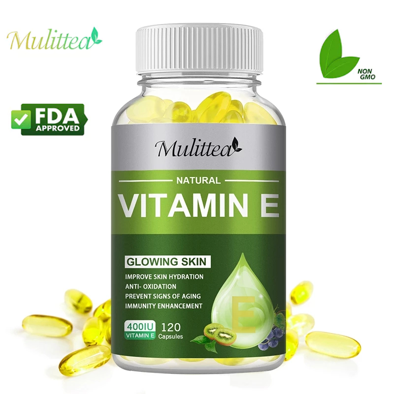 Mulittea Vitamin E 400IU Capsules วิตามินอี อาหารเสริมวิตามิน ผิวเปล่งประกายปรับปรุงความชุ่มชื้นของผิว สารต้านอนุมูลอิสระ ป้องกันสัญญาณแห่งวัย เสริมภูมิคุ้มกัน