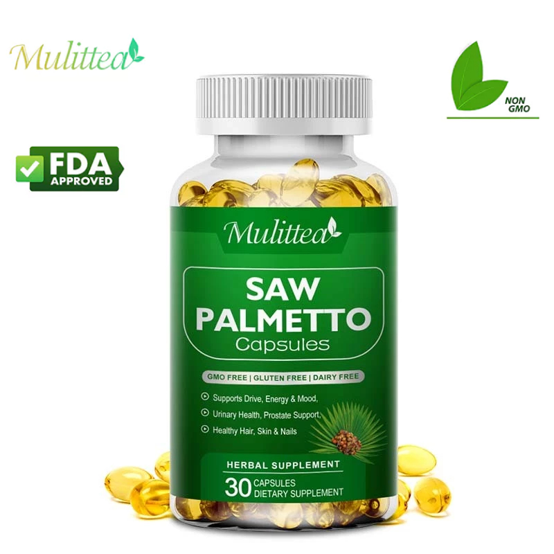 Mulittea Saw Palmetto Capsules ซอว์ พาลเมตโต สนับสนุนการขับเคลื่อน พลังงานและอารมณ์ สุขภาพทางเดินปัสสาวะ การสนับสนุนต่อมลูกหมาก สุขภาพผม ผิวหนัง และเล็บที่แข็งแรง