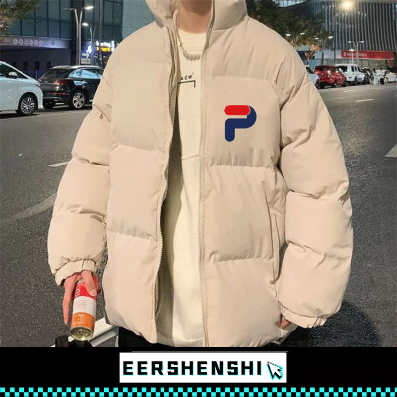 EERSHENSHI เสื้อผ้าฝ้ายผู้ชายอินเทรนด์ยี่ห้อผ้าฝ้ายหนาเบาะเสื้อซิปอินเทรนด์ยืนปกเสื้อ