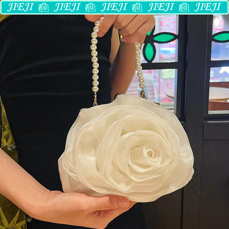 [ขายร้อน] Camellia Retro Pearl，กระเป๋าถือกระเป๋าเจ้าสาวกระเป๋าจัดเลี้ยง，จัดส่งฟรี
