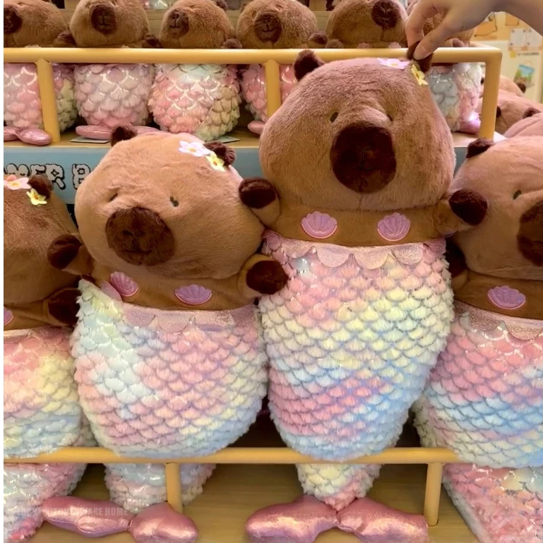 ตุ๊กตาเท็ดดี้แบร์คาปิบาร่า Capybara รูปทรงนางเงือกคาปิบาร่าขนาด 35ซม./50ซม./80ซม ของขวัญสำหรับเด็กที่อ่อนนุ่มเป็นพิเศษ