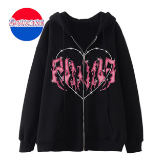 SUIKONE Suikeone เสื้อสเวตเตอร์ซิปมีฮู้ดสไตล์อเมริกันฤดูหนาว…