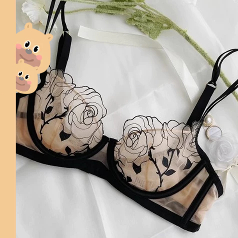 🎀bearbra🎀เสื้อใน บราลูกไม้แฟชั่นมีฟองน้ำมีโครง ใส่สบาย ไซส์เล็ก อก32-38 บราคัพAB บราลูกไม้ซีทรู