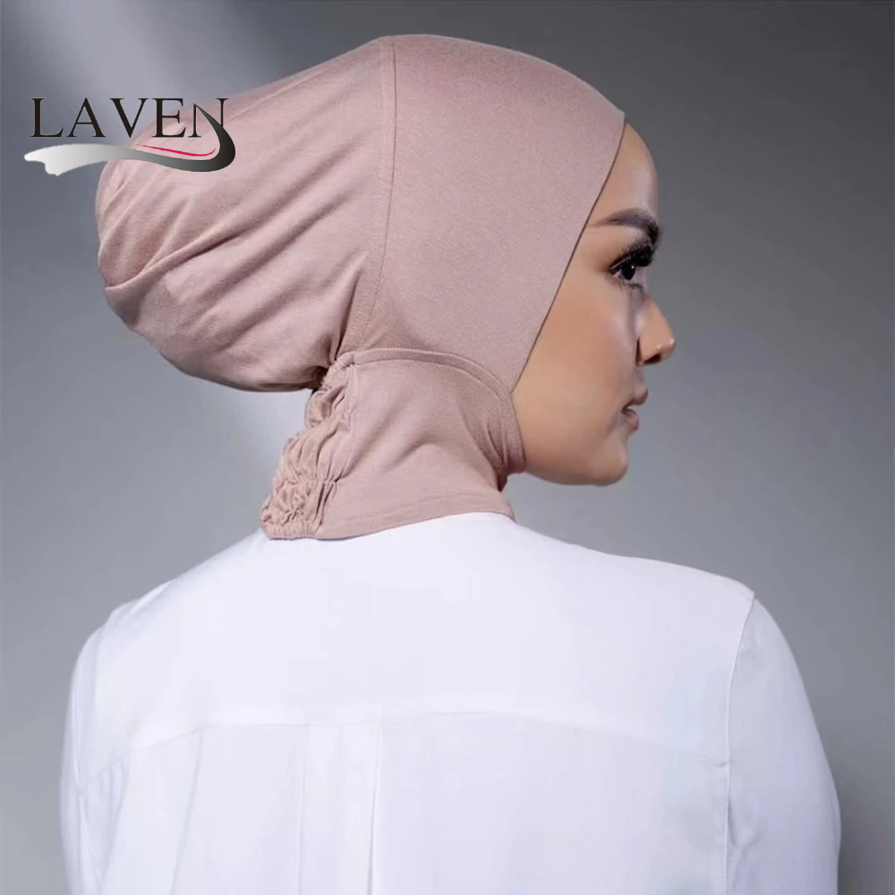 Laven มุสลิม Headscarf สีทึบผ้าฝ้ายด้านใน Hijab Bottoming หมวกยืดหยุ่น Instant H
