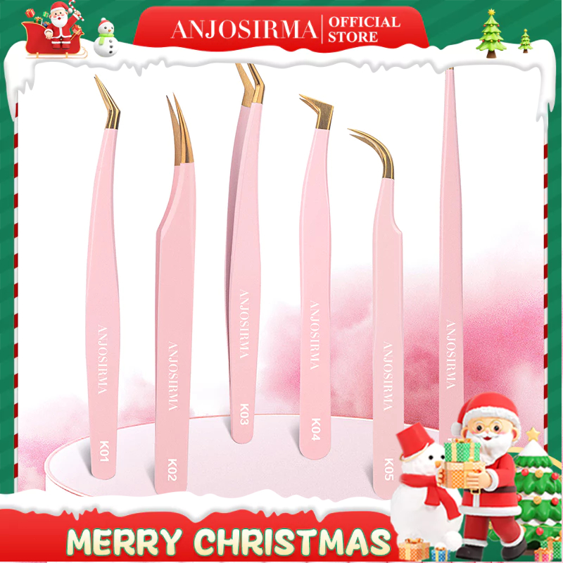 ANJOSIRMA แหนบต่อขนตา ความแม่นยําสูง สีชมพู และสีทอง
