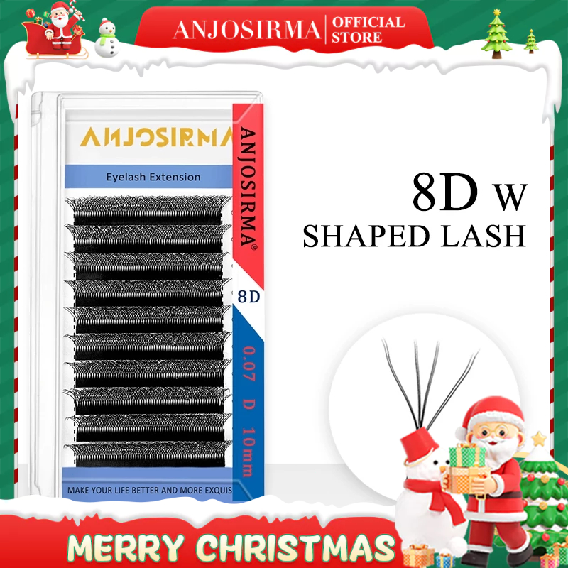 ANJOSIRMA ขนตาปลอม 8D ขนนิ่ม ดูเป็นธรรมชาติ รูปตัว W ดอกไม้