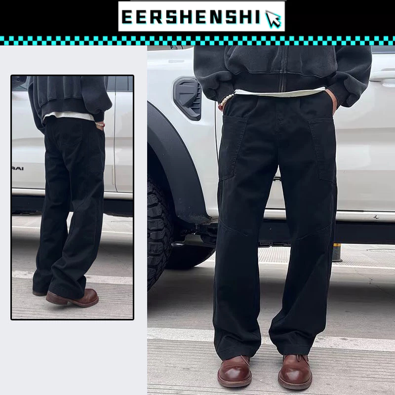 EERSHENSHI กางเกงยีนส์ผู้ชายอเนกประสงค์ศิลปะอารมณ์แฟชั่นแบรนด์ใหม่อเมริกันย้อนยุคแนวโน้มตรง