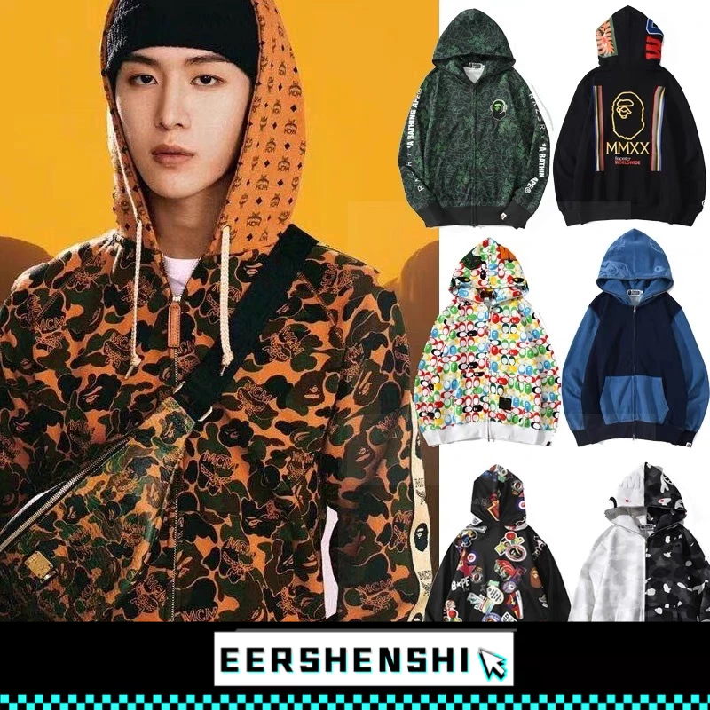 เสื้อสเวตเตอร์ผู้ชาย ใหม่ bape แบรนด์อินเทรนด์ shark head ape head joint sports