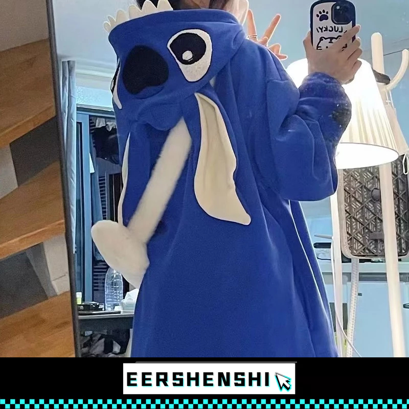 EERSHENSHI เสื้อสเวตเตอร์ผู้ชาย: รูปแบบการ์ตูนน่ารักใหม่, เสื้อสเวตเตอร์มีฮู้ดลําลองของคู่รักหลวม