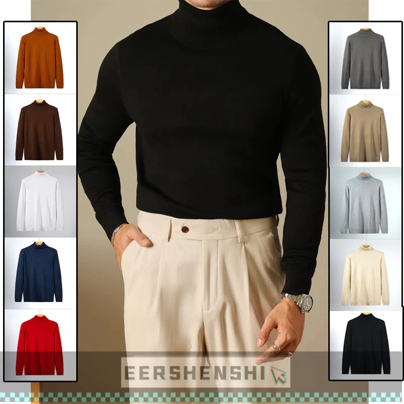 EERSHENSHI เสื้อกันหนาวผู้ชายสีทึบคอเต่า หลากสี สีทึบเรียบง่ายสไตล์เกาหลีอเนกประสงค์ด้านบน