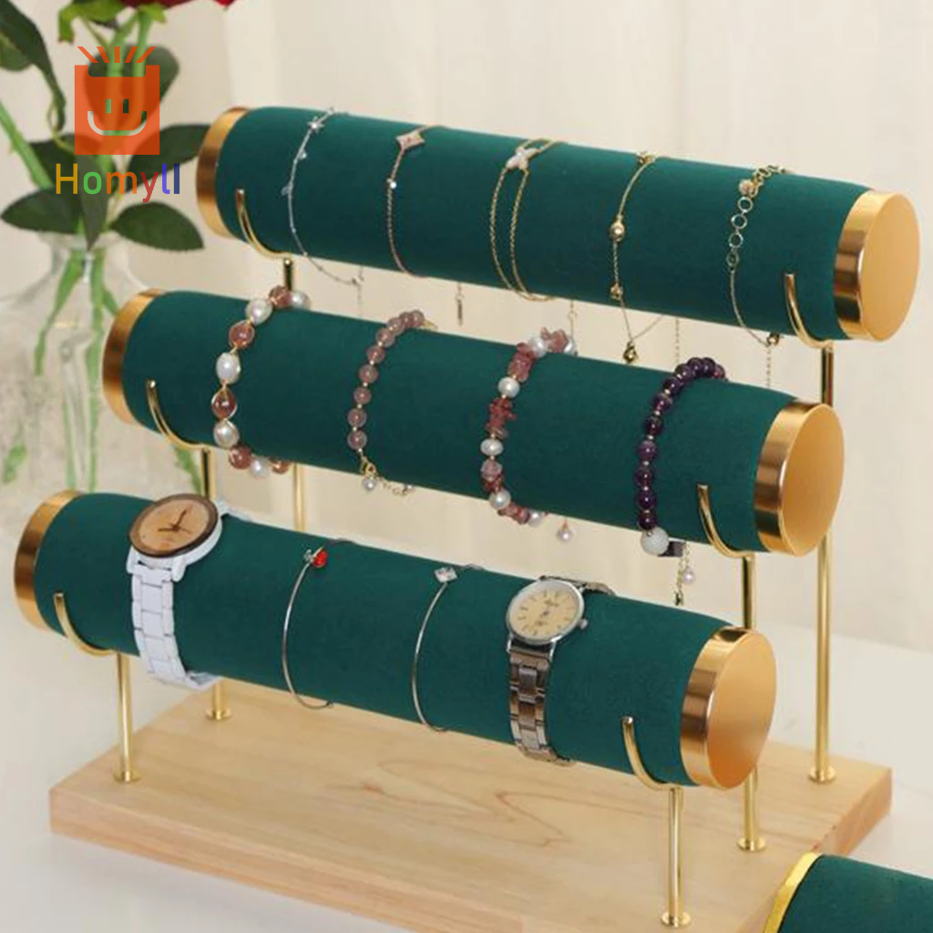 [ Fast shipping ]สต๊อกสินค้าท้องถิ่น โชว์กำไล3ชั้น,จัดเก็บเครี่องประดับ(ถอดประกอบ) ไม ้ เนื ้ อแข ็ งชั ้ นเดียวโลหะสร ้ อยข ้ อมือผู ้ ถือเหมาะสําหรับการจัดเก ็ บและตําแหน ่ งของสร ้ อยข ้ อมือนาฬิกาขนาด