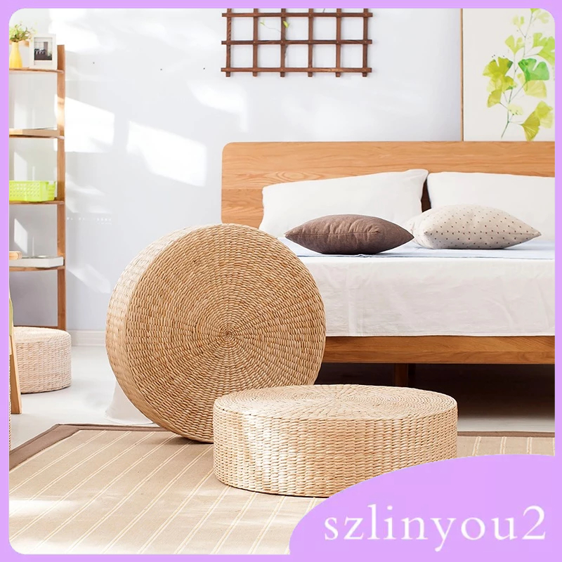 [ Shipping from Thailand ] หมอนเบาะนั่งทาทามิ แบบสานมือ ขนาด 12 นิ้ว สําหรับนั่งทําสมาธิ