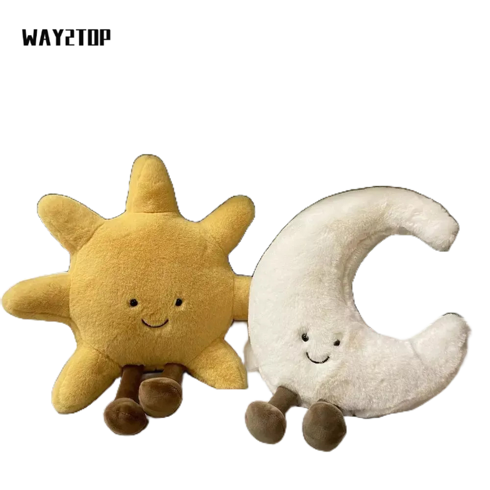 ทาง2สูงสุด ของเล่นตุ๊กตา,ดวงจันทร์สีขาวสีเหลืองดวงอาทิตย์35/48ซมของเล่นตุ๊กตา,น่ารักการ์ตูนยิ้มใบหน้าน่ารักโซฟาโยนหมอนสําหรับเด็กห้องน