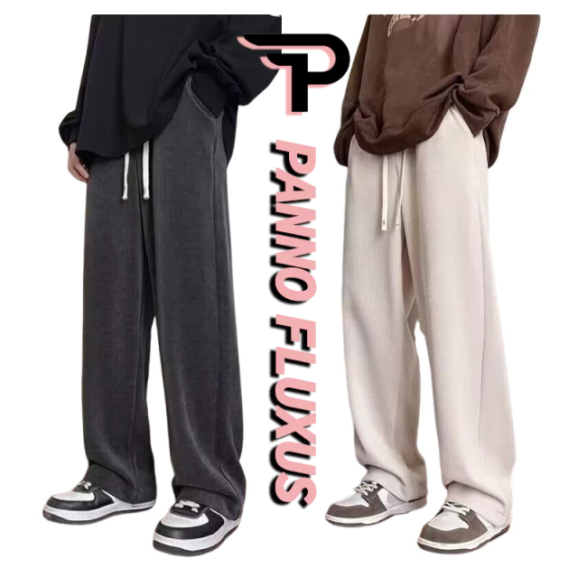 PannoFluxus กางเกงผ้าลูกฟูกอเมริกันผู้ชายฤดูใบไม้ผลิและฤดูใบไม้ร่วงหลวมกางเกงขาตรงขนาดใหญ่