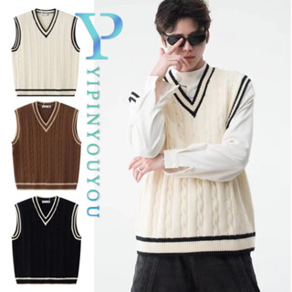 อี้ปินยูยู เสื้อกั๊กถักผู้ชายแฟชั่นยอดนิยมอเมริกันย้อนยุคหลว…