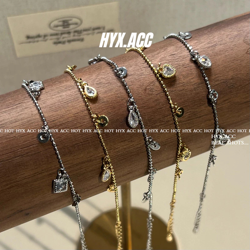 สร้อยข้อมือสุภาพสตรีที่เรียบง่ายสากลเพทายสร้อยข้อมือบาง