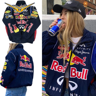 HANLUเสื้อแจ็คเก็ตผู้ชายอเมริกันย้อนยุคปักพิมพ์หลวมด้านบน คุ…