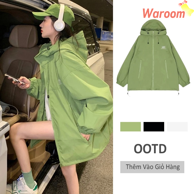 12.12 Waroom แจ็คเก็ตแขนยาวพร้อมหมวกแขนกว้างแฟชั่นเกาหลี Jacket รุ่นขนาดM-2XL ฮาราจูกุ ผอมอวบ อ้วน