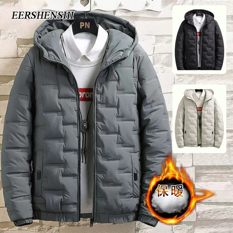 Eershenshi Hooded down Jacket ผู้ชาย High-End Casual Cotton-Padded Jacket ฤดูหนาวใหม่ All-Matching ห