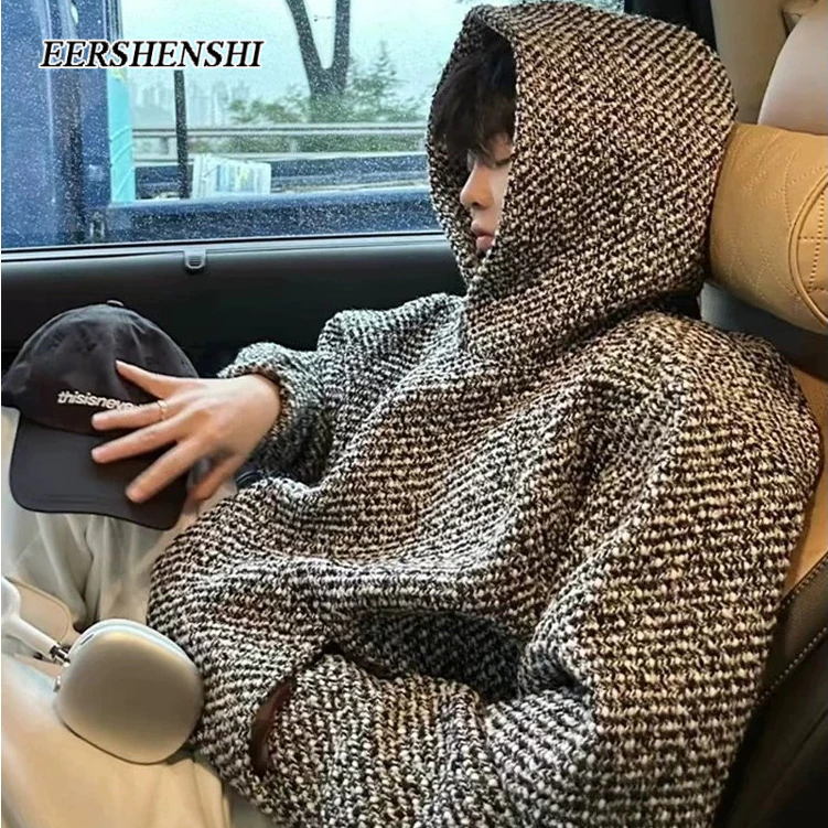 Eershenshie เสื้อกันหนาวมีฮู้ดผู้ชายสไตล์คลาสสิกใหม่มีฮู้ดหลวมแบรนด์แฟชั่นเสื้อล