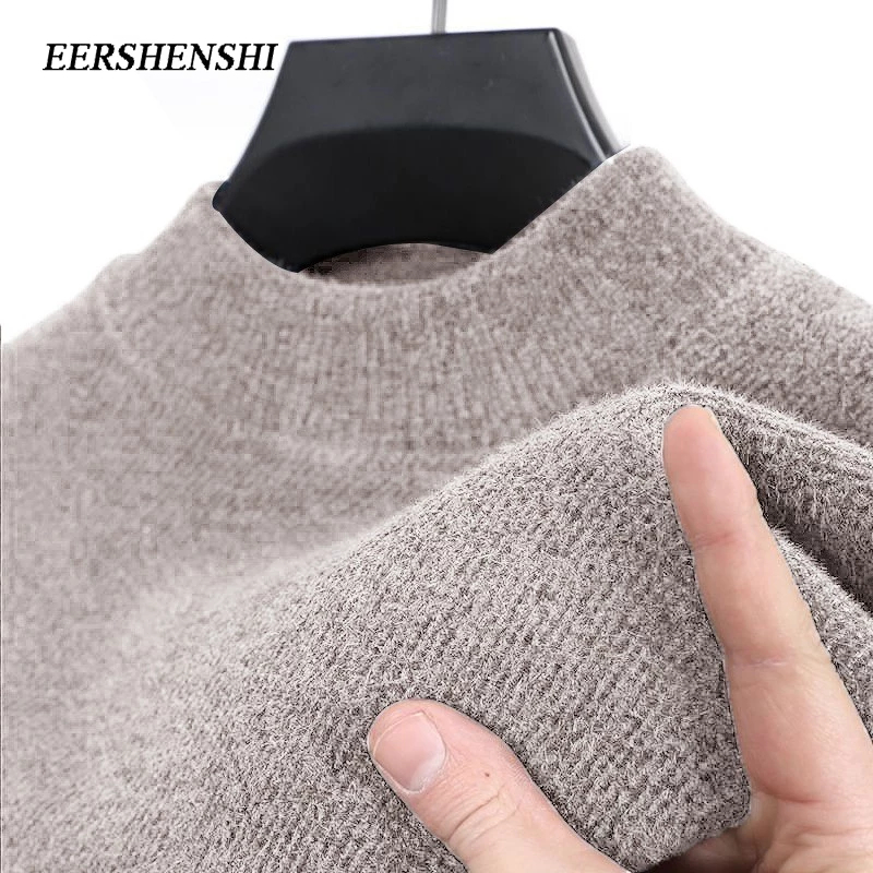 เสื้อกันหนาวผู้ชาย ชั้นเดียว ขนแกะ-เส้น ครึ่งคอเต่า เชนิลล์ อบอุ่นหนา