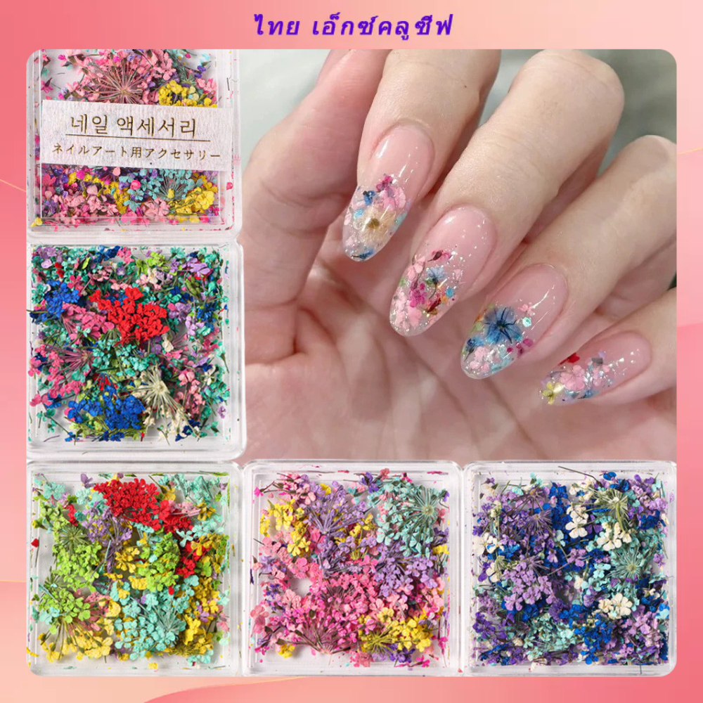 ญี่ปุ่นสร้างสรรค์เครื่องประดับเล็บแห้ง ดอกทานตะวันผสม สําหรับออกแบบเล็บ DIY